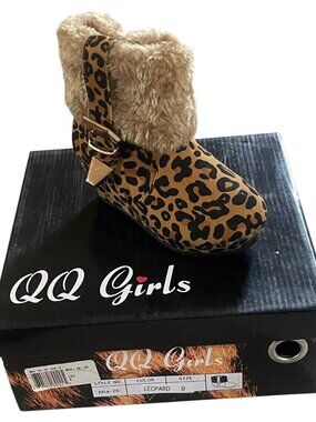Cozy Wild & Cute – QQ Girls Leopard Faux Fur Wedge Boot 9 (Toddler/Little Kid)